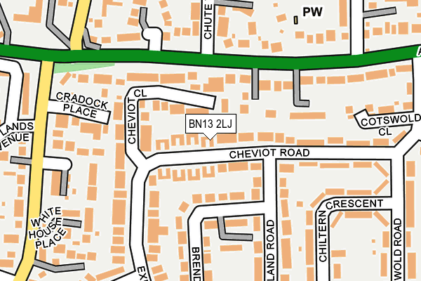 BN13 2LJ map - OS OpenMap – Local (Ordnance Survey)
