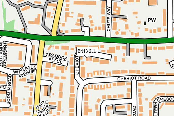 BN13 2LL map - OS OpenMap – Local (Ordnance Survey)