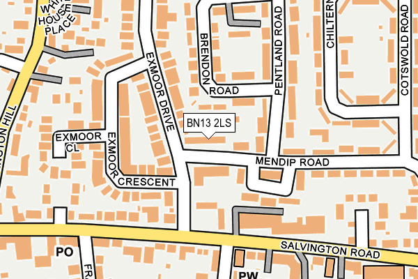 BN13 2LS map - OS OpenMap – Local (Ordnance Survey)