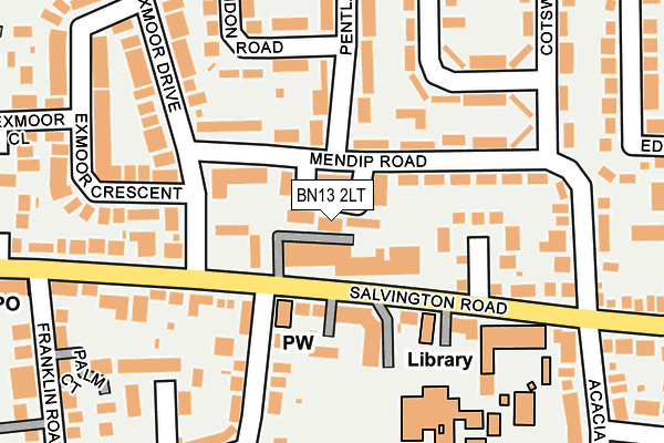 BN13 2LT map - OS OpenMap – Local (Ordnance Survey)