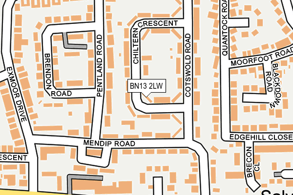 BN13 2LW map - OS OpenMap – Local (Ordnance Survey)