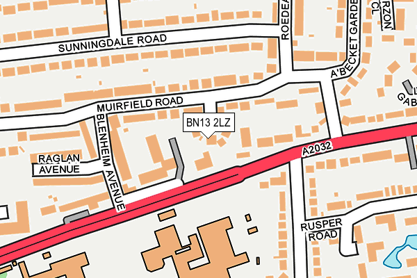 BN13 2LZ map - OS OpenMap – Local (Ordnance Survey)