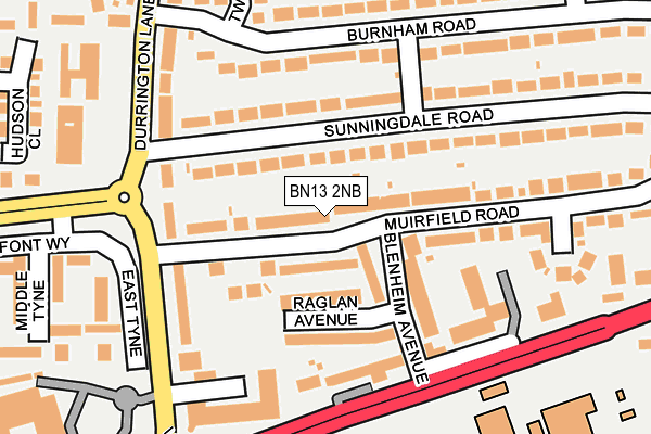 BN13 2NB map - OS OpenMap – Local (Ordnance Survey)