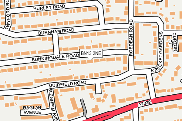 BN13 2NE map - OS OpenMap – Local (Ordnance Survey)