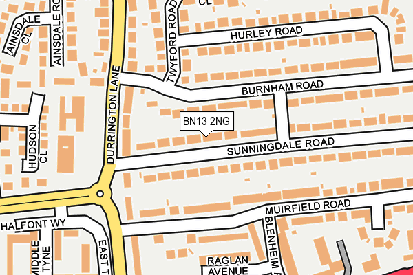 BN13 2NG map - OS OpenMap – Local (Ordnance Survey)
