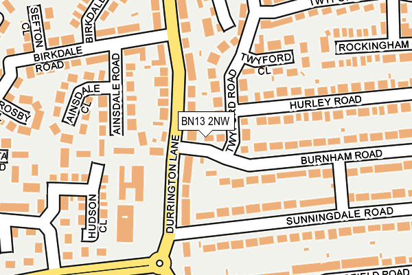 BN13 2NW map - OS OpenMap – Local (Ordnance Survey)