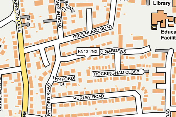 BN13 2NX map - OS OpenMap – Local (Ordnance Survey)