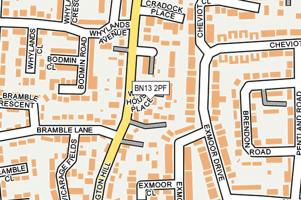 BN13 2PF map - OS OpenMap – Local (Ordnance Survey)