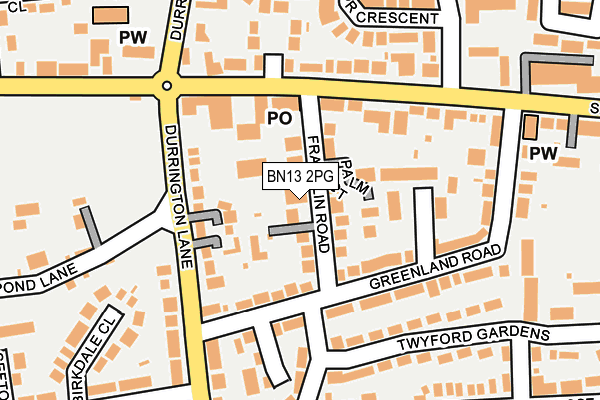 BN13 2PG map - OS OpenMap – Local (Ordnance Survey)