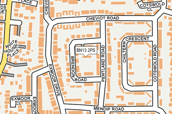 BN13 2PS map - OS OpenMap – Local (Ordnance Survey)