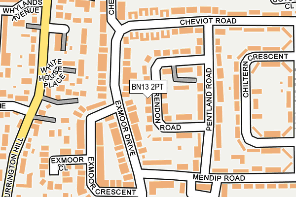 BN13 2PT map - OS OpenMap – Local (Ordnance Survey)