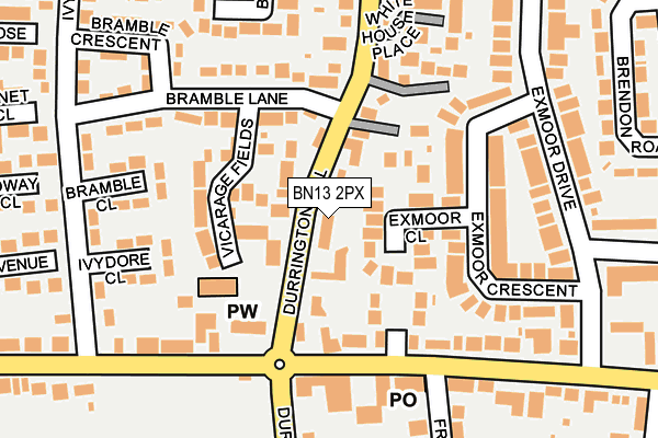 BN13 2PX map - OS OpenMap – Local (Ordnance Survey)