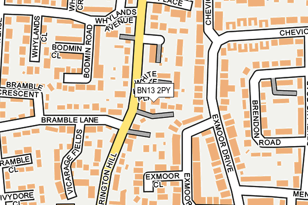 BN13 2PY map - OS OpenMap – Local (Ordnance Survey)