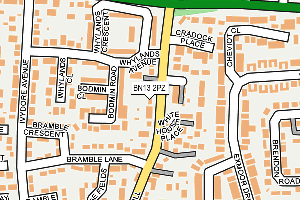 BN13 2PZ map - OS OpenMap – Local (Ordnance Survey)