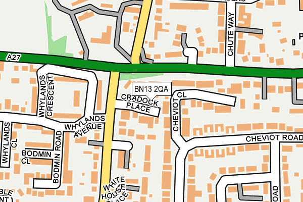 BN13 2QA map - OS OpenMap – Local (Ordnance Survey)