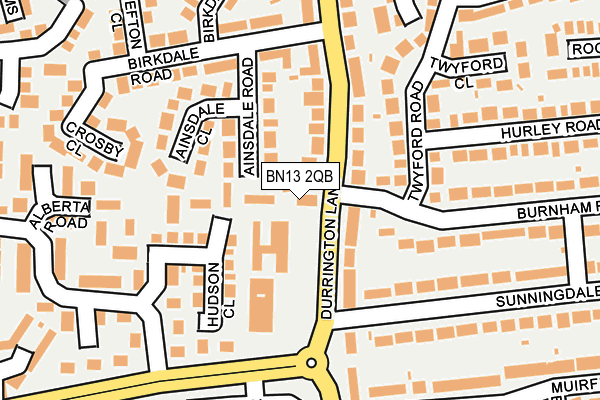 BN13 2QB map - OS OpenMap – Local (Ordnance Survey)