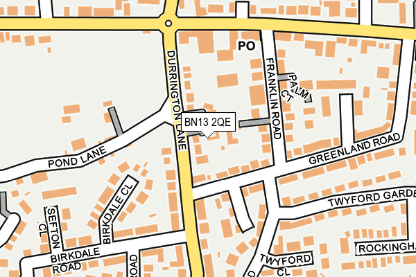 BN13 2QE map - OS OpenMap – Local (Ordnance Survey)