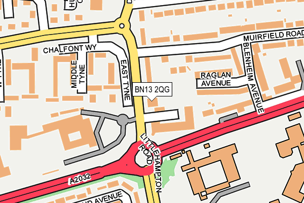 BN13 2QG map - OS OpenMap – Local (Ordnance Survey)