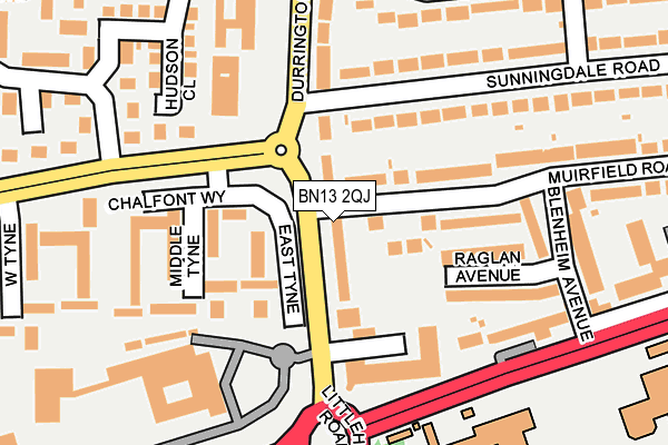 BN13 2QJ map - OS OpenMap – Local (Ordnance Survey)