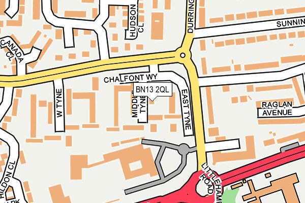 BN13 2QL map - OS OpenMap – Local (Ordnance Survey)