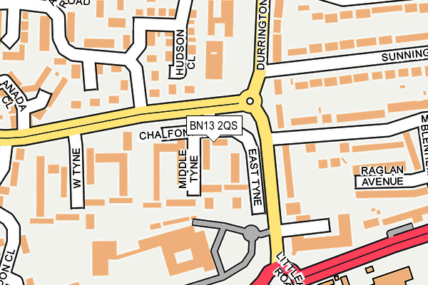 BN13 2QS map - OS OpenMap – Local (Ordnance Survey)