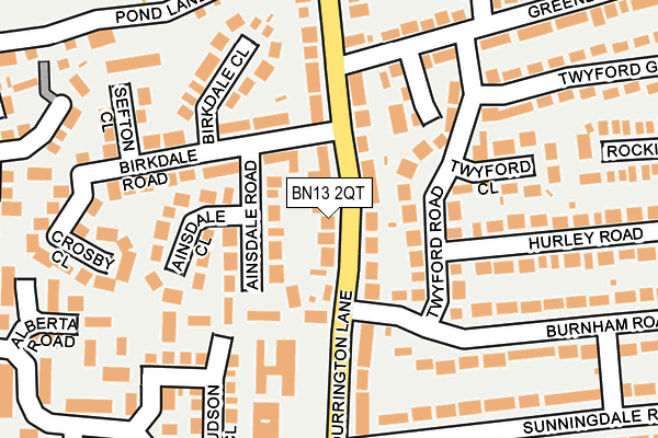 BN13 2QT map - OS OpenMap – Local (Ordnance Survey)