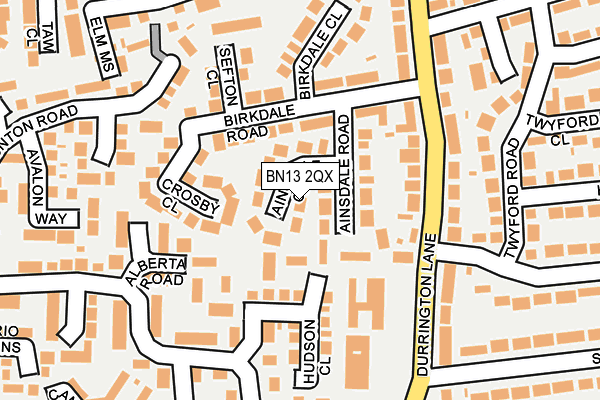 BN13 2QX map - OS OpenMap – Local (Ordnance Survey)