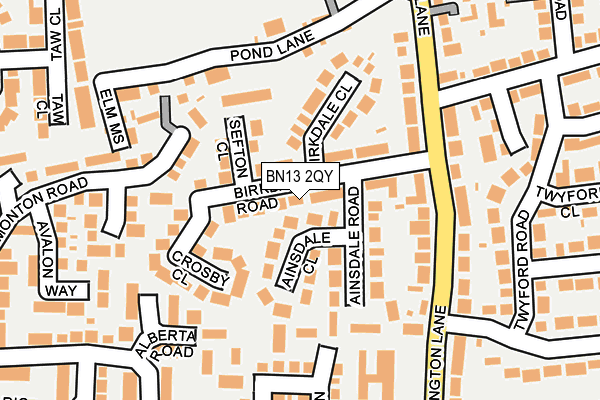 BN13 2QY map - OS OpenMap – Local (Ordnance Survey)