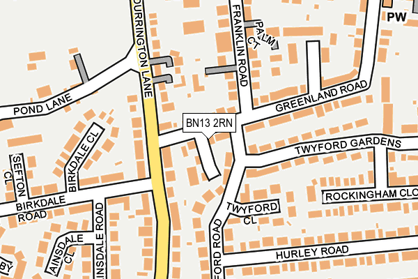 BN13 2RN map - OS OpenMap – Local (Ordnance Survey)