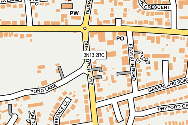 BN13 2RQ map - OS OpenMap – Local (Ordnance Survey)