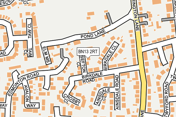 BN13 2RT map - OS OpenMap – Local (Ordnance Survey)