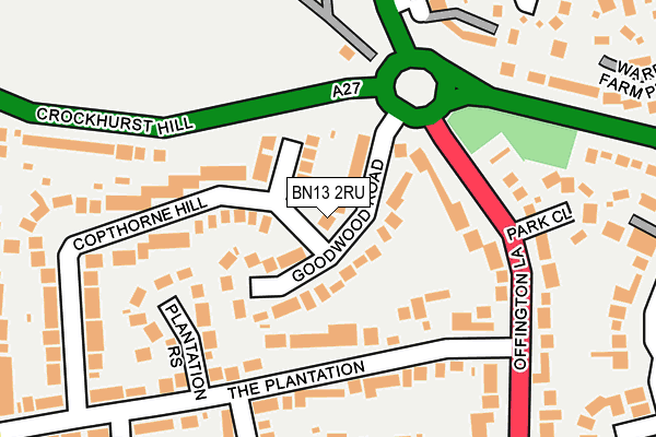 BN13 2RU map - OS OpenMap – Local (Ordnance Survey)