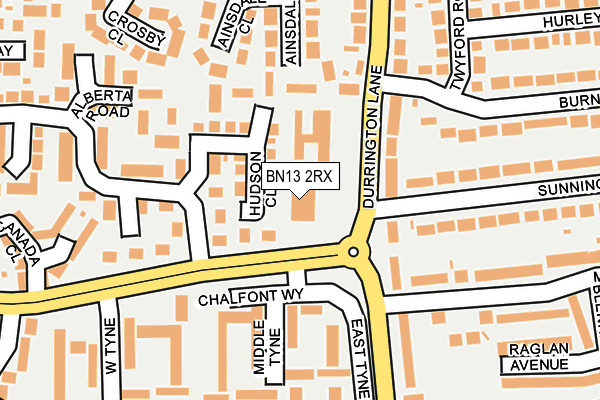 BN13 2RX map - OS OpenMap – Local (Ordnance Survey)