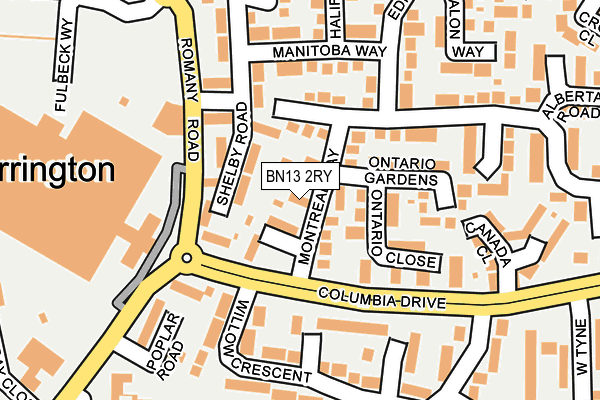 BN13 2RY map - OS OpenMap – Local (Ordnance Survey)