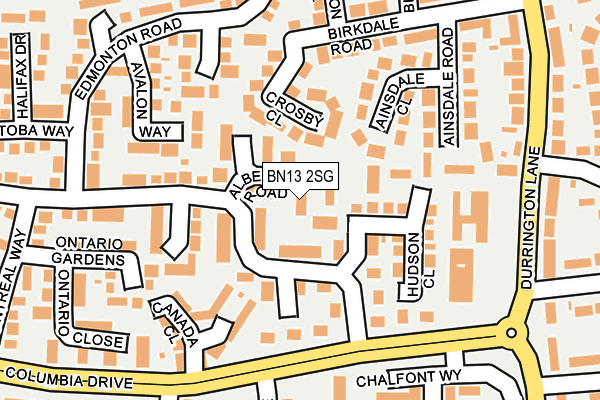 BN13 2SG map - OS OpenMap – Local (Ordnance Survey)