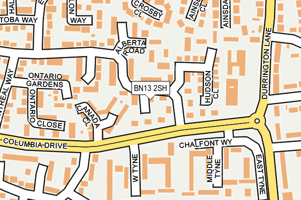 BN13 2SH map - OS OpenMap – Local (Ordnance Survey)