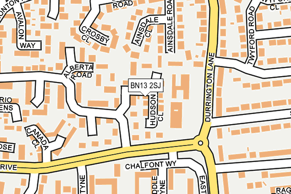 BN13 2SJ map - OS OpenMap – Local (Ordnance Survey)