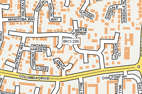 BN13 2SN map - OS OpenMap – Local (Ordnance Survey)