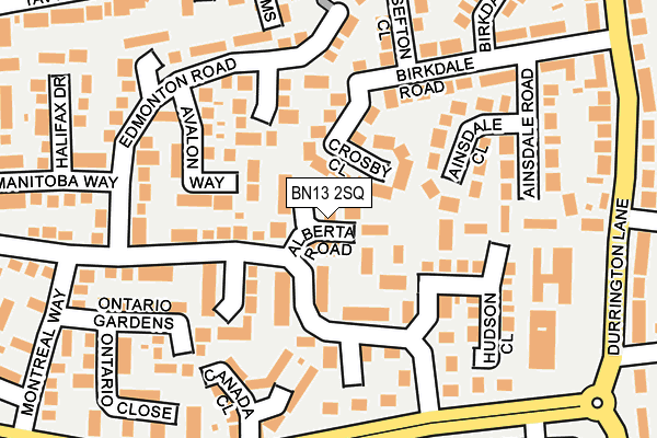BN13 2SQ map - OS OpenMap – Local (Ordnance Survey)