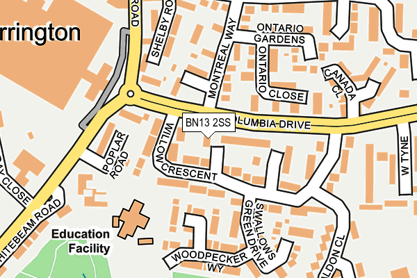 BN13 2SS map - OS OpenMap – Local (Ordnance Survey)