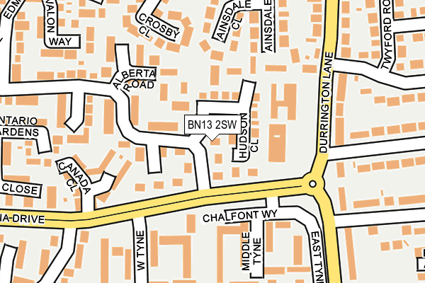BN13 2SW map - OS OpenMap – Local (Ordnance Survey)