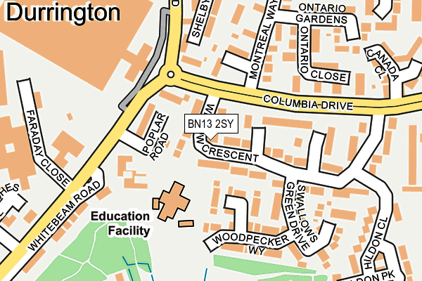 BN13 2SY map - OS OpenMap – Local (Ordnance Survey)