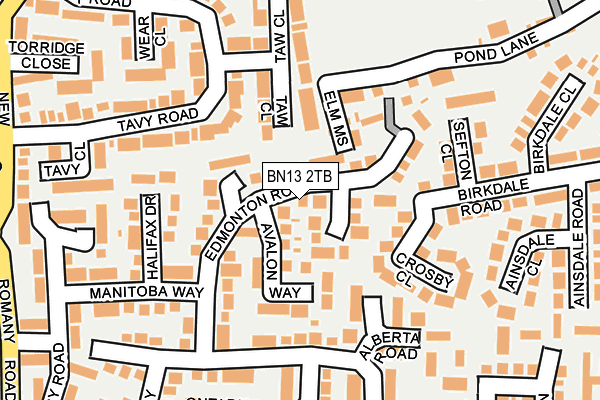 BN13 2TB map - OS OpenMap – Local (Ordnance Survey)