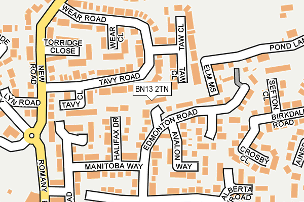 BN13 2TN map - OS OpenMap – Local (Ordnance Survey)