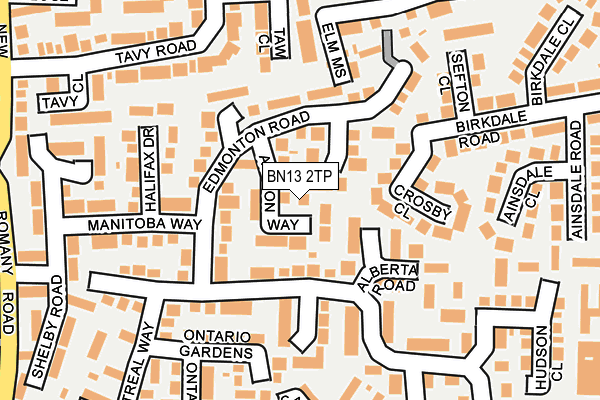 BN13 2TP map - OS OpenMap – Local (Ordnance Survey)