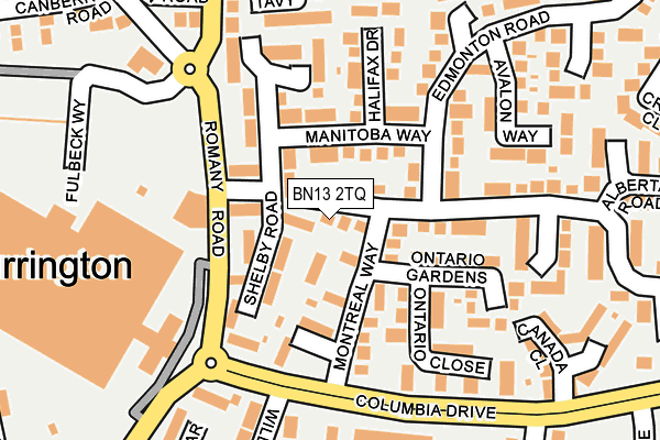 BN13 2TQ map - OS OpenMap – Local (Ordnance Survey)