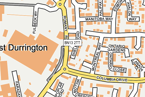 BN13 2TT map - OS OpenMap – Local (Ordnance Survey)