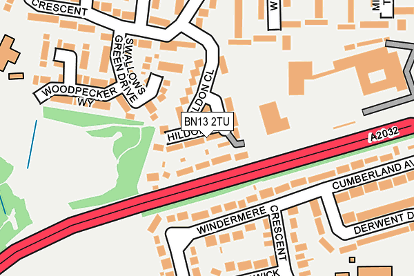 BN13 2TU map - OS OpenMap – Local (Ordnance Survey)