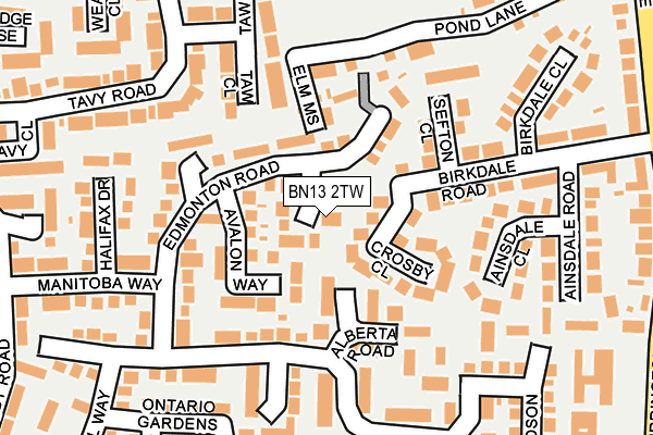 BN13 2TW map - OS OpenMap – Local (Ordnance Survey)