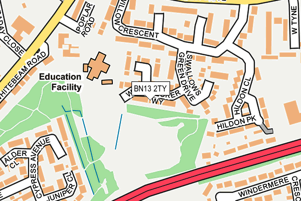 BN13 2TY map - OS OpenMap – Local (Ordnance Survey)